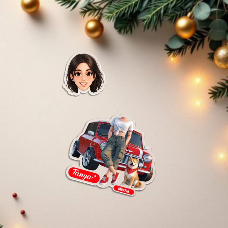 Personalized Girl with Dog  Booblehead Caricature for Girls Battery Powered Moving Head Feature Birthday Gift for Daughter, Sister, Mom & Lady Boss Tabletop Decor